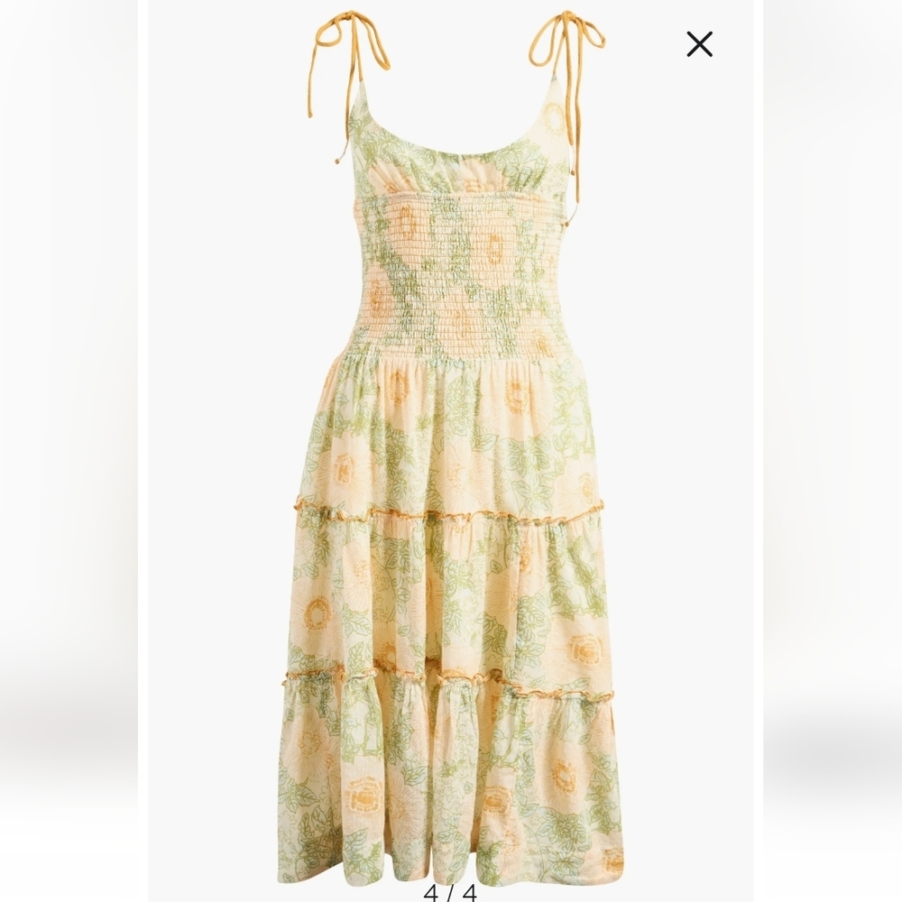Free People Adriel Tie Strap Tiered Midi Dress sz LRG in Ivory Combo💲ON SALE💲​​ - Picture 2 of 16